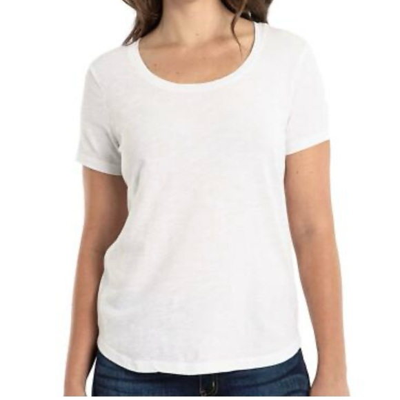 Eddie Bauer White Low Scoop Neck Tee - Picture 1 of 4